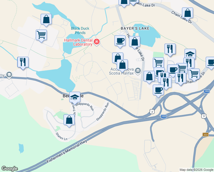 map of restaurants, bars, coffee shops, grocery stores, and more near 15 Rampart Court in Beechville