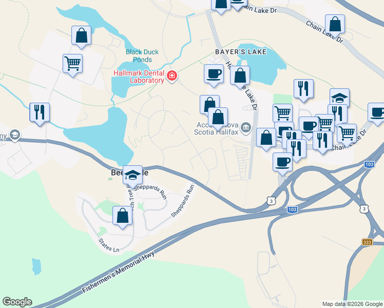 map of restaurants, bars, coffee shops, grocery stores, and more near 11 Rampart Court in Beechville