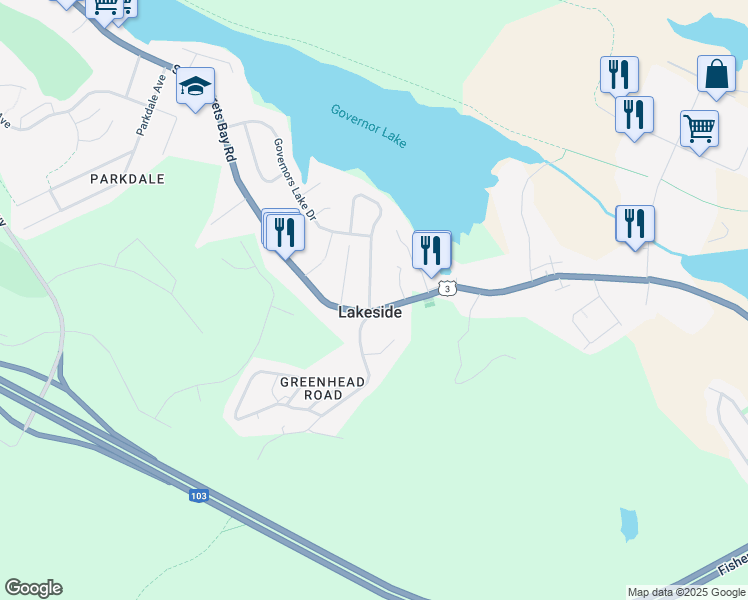map of restaurants, bars, coffee shops, grocery stores, and more near 1517 Saint Margarets Bay Road in Lakeside