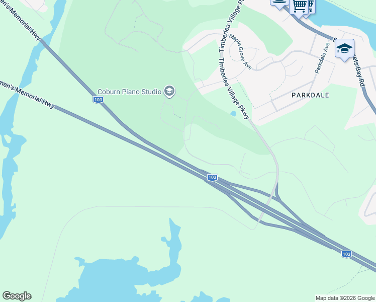 map of restaurants, bars, coffee shops, grocery stores, and more near 7 Marketway Lane in Timberlea