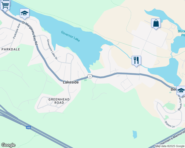 map of restaurants, bars, coffee shops, grocery stores, and more near Saint Margarets Bay Road in Lakeside
