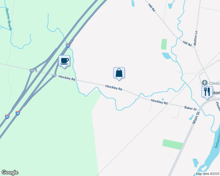 map of restaurants, bars, coffee shops, grocery stores, and more near 113 Hinckley Road in Clinton