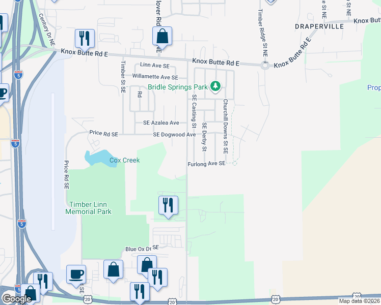 map of restaurants, bars, coffee shops, grocery stores, and more near 559 Southeast Casting Street in Albany