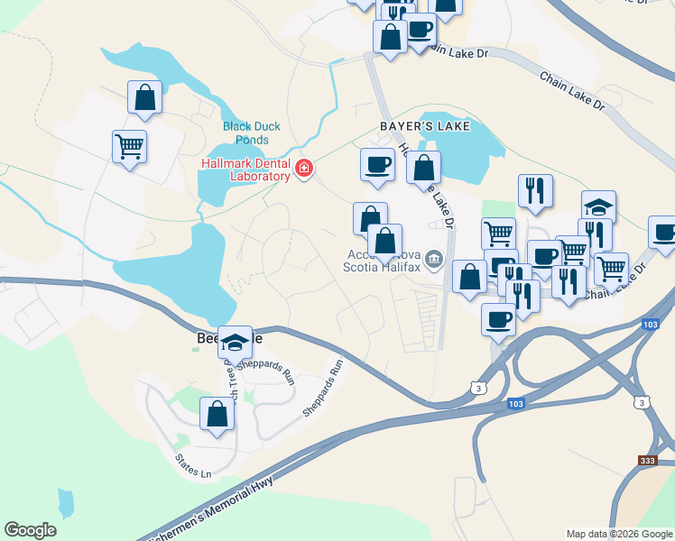 map of restaurants, bars, coffee shops, grocery stores, and more near 230 Higgins Avenue in Halifax