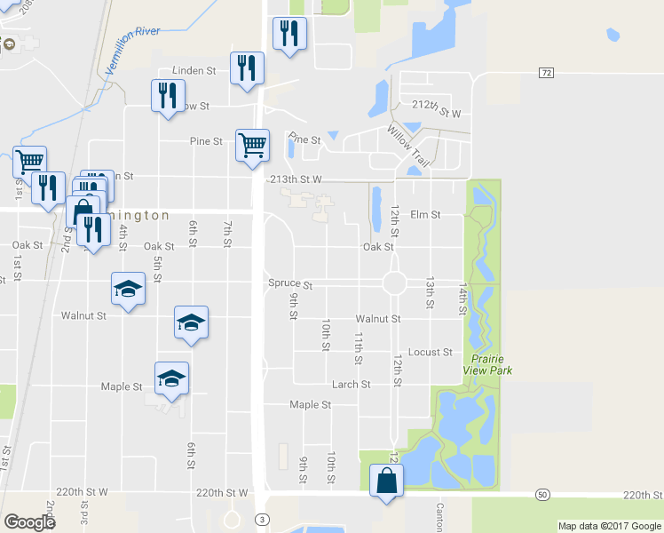 map of restaurants, bars, coffee shops, grocery stores, and more near 409 10th Street in Farmington