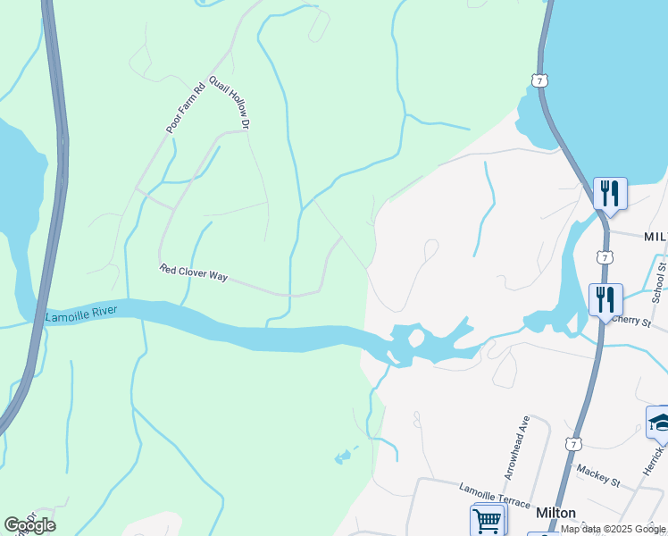 map of restaurants, bars, coffee shops, grocery stores, and more near 179 Red Clover Way in Milton