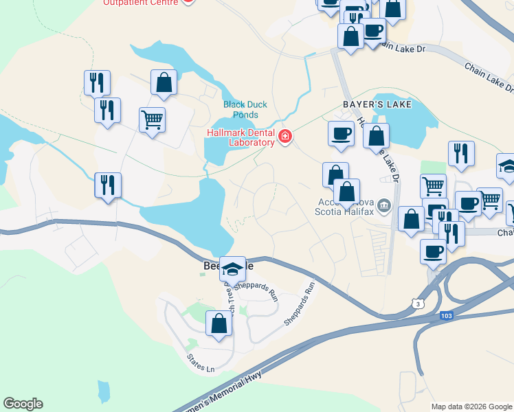map of restaurants, bars, coffee shops, grocery stores, and more near 117 Higgins Avenue in Beechville