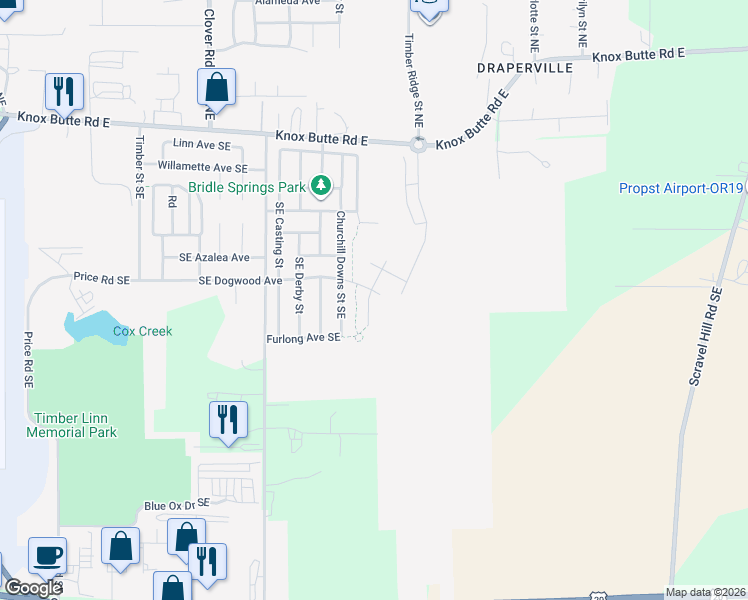 map of restaurants, bars, coffee shops, grocery stores, and more near 4047 Southeast Dogwood Avenue in Albany