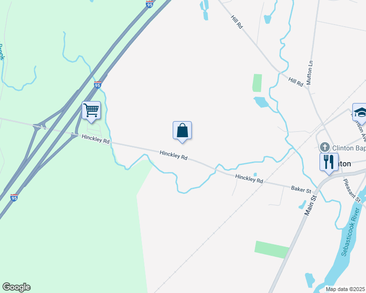 map of restaurants, bars, coffee shops, grocery stores, and more near 113 Hinckley Road in Clinton