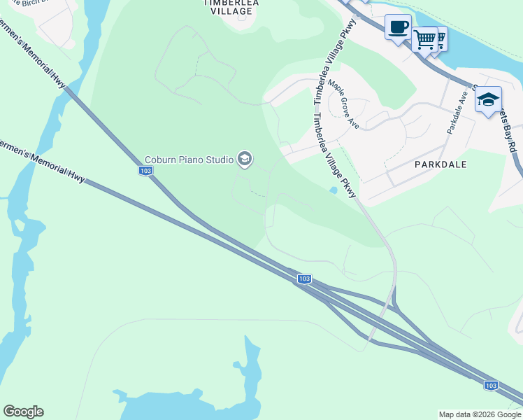 map of restaurants, bars, coffee shops, grocery stores, and more near 264 Marketway Lane in Timberlea