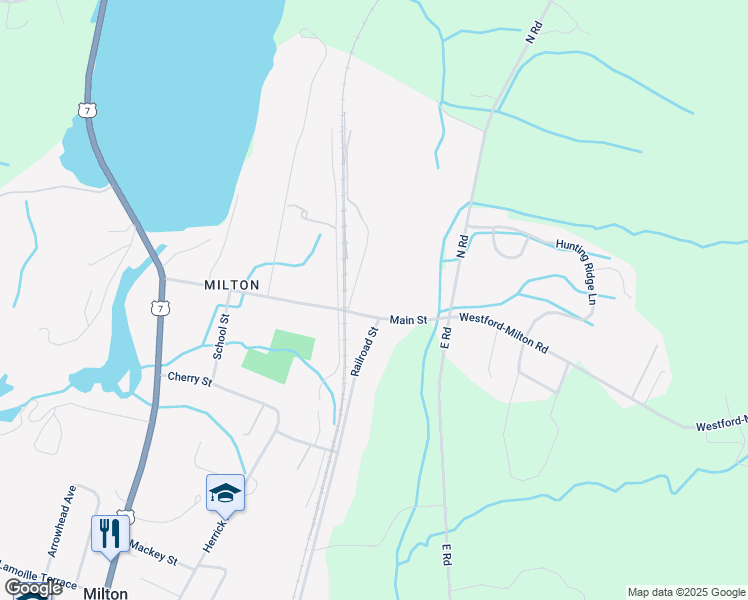 map of restaurants, bars, coffee shops, grocery stores, and more near 23 Sunset Avenue in Milton