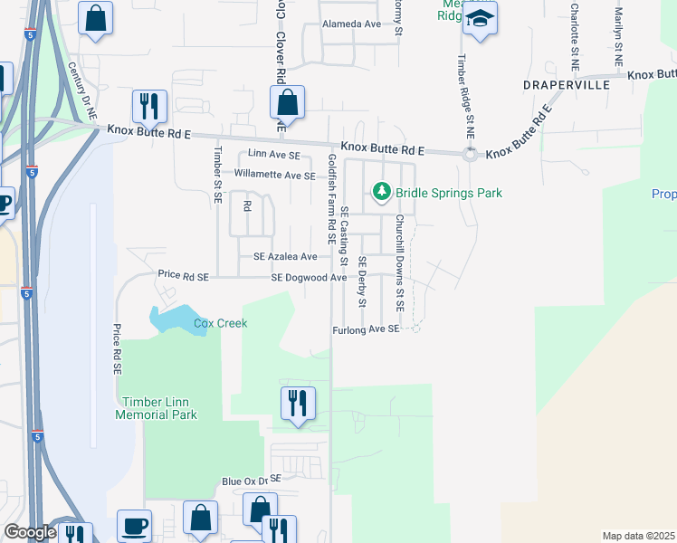 map of restaurants, bars, coffee shops, grocery stores, and more near 544 Southeast Casting Street in Albany