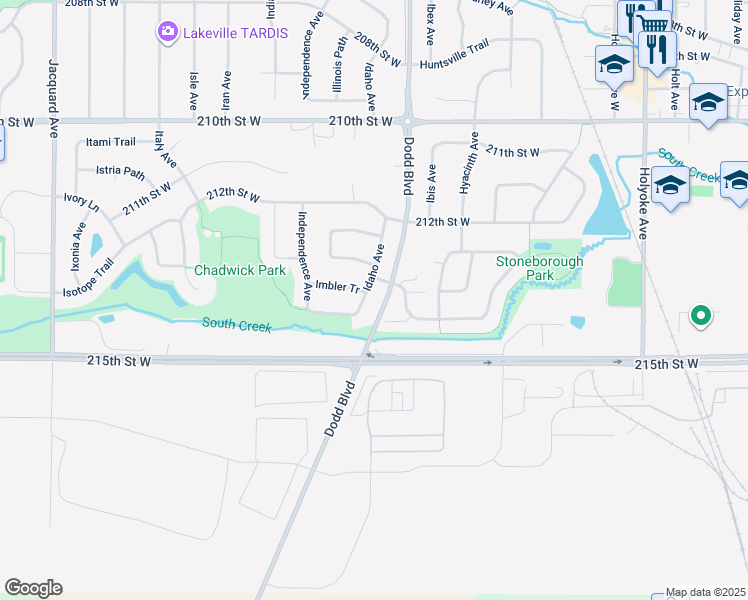 map of restaurants, bars, coffee shops, grocery stores, and more near 9321 Imbler Tr in Lakeville