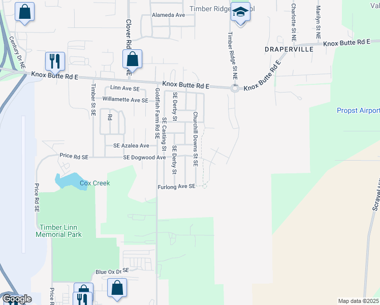 map of restaurants, bars, coffee shops, grocery stores, and more near 4273 Southeast Dogwood Avenue in Albany