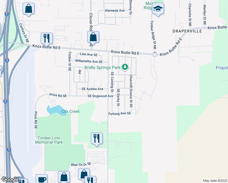 map of restaurants, bars, coffee shops, grocery stores, and more near 559 Southeast Casting Street in Albany