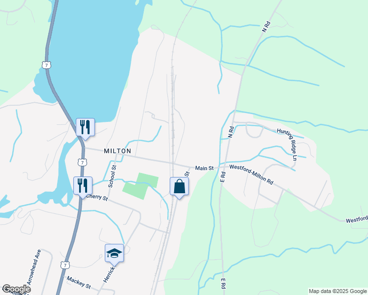 map of restaurants, bars, coffee shops, grocery stores, and more near 23 Sunset Avenue in Milton