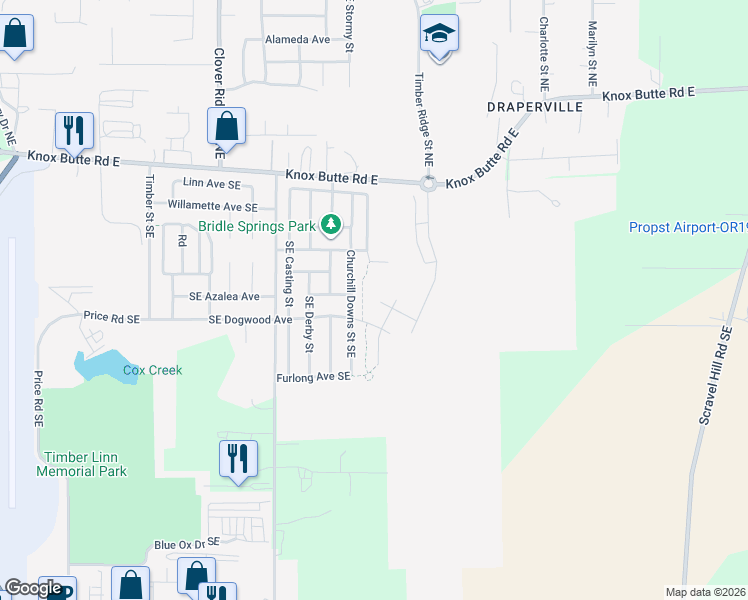 map of restaurants, bars, coffee shops, grocery stores, and more near 4301 Hackamore Court Southeast in Albany