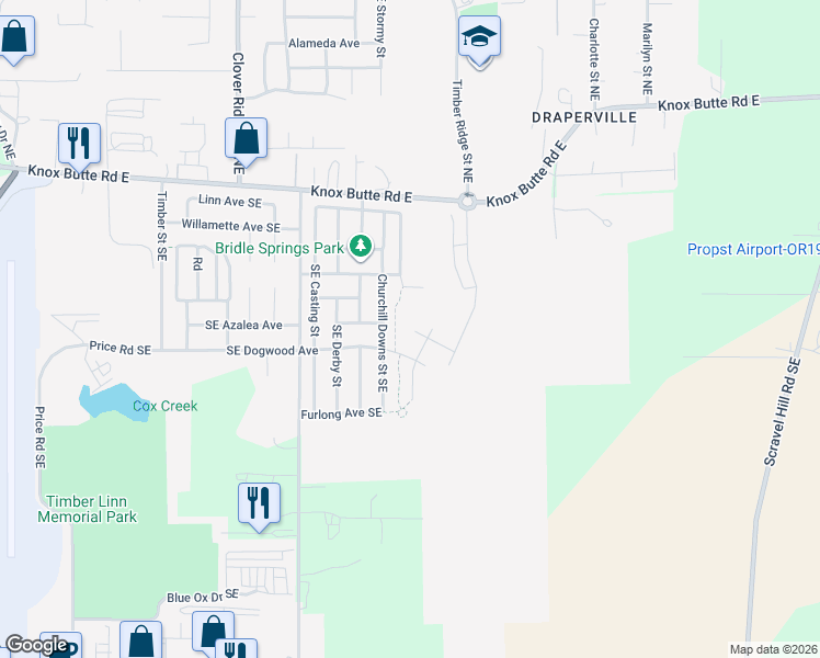 map of restaurants, bars, coffee shops, grocery stores, and more near 4301 Hackamore Court Southeast in Albany