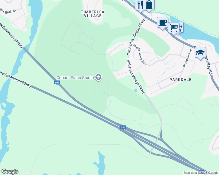 map of restaurants, bars, coffee shops, grocery stores, and more near 313 Marketway Lane in Timberlea