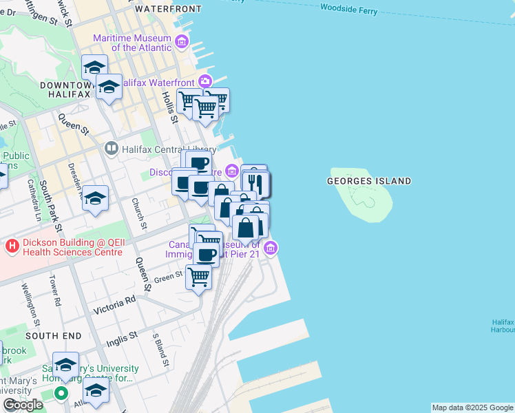 map of restaurants, bars, coffee shops, grocery stores, and more near 1209 Marginal Road in Halifax
