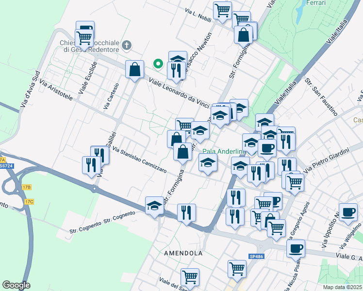 map of restaurants, bars, coffee shops, grocery stores, and more near 274-318 Strada Formigina in Modena
