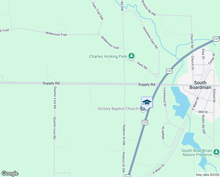 map of restaurants, bars, coffee shops, grocery stores, and more near 6043-6111 West Boardman Road in South Boardman