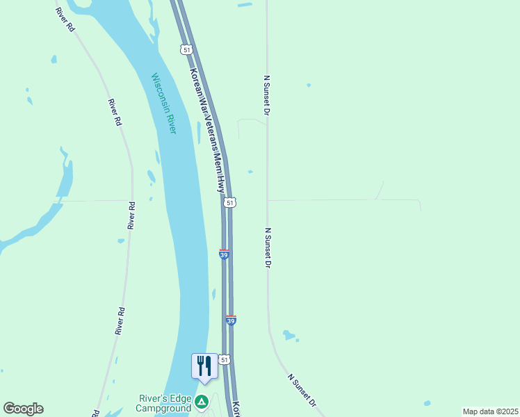 map of restaurants, bars, coffee shops, grocery stores, and more near 3594 North Sunset Drive in Stevens Point