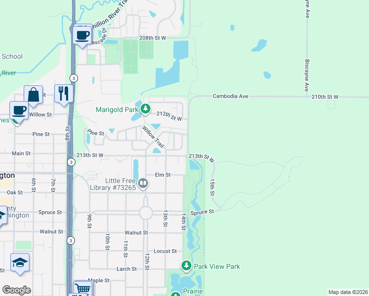map of restaurants, bars, coffee shops, grocery stores, and more near 1332 Willow Trail in Farmington