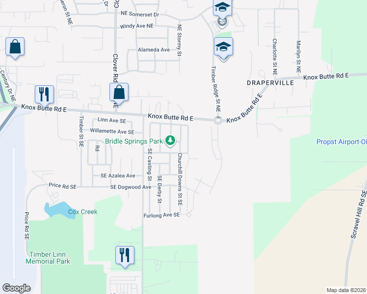 map of restaurants, bars, coffee shops, grocery stores, and more near 4212 Southeast Rosehill Avenue in Albany