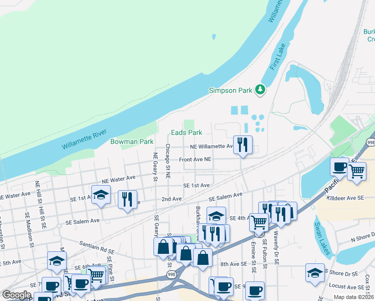 map of restaurants, bars, coffee shops, grocery stores, and more near 2015 Front Avenue Northeast in Albany