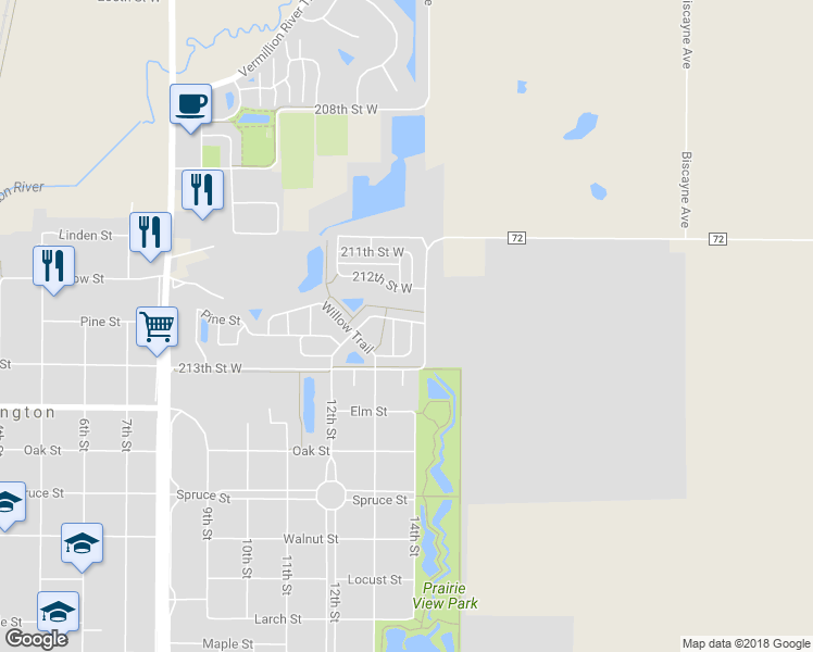 map of restaurants, bars, coffee shops, grocery stores, and more near 1375 Willow Trail in Farmington