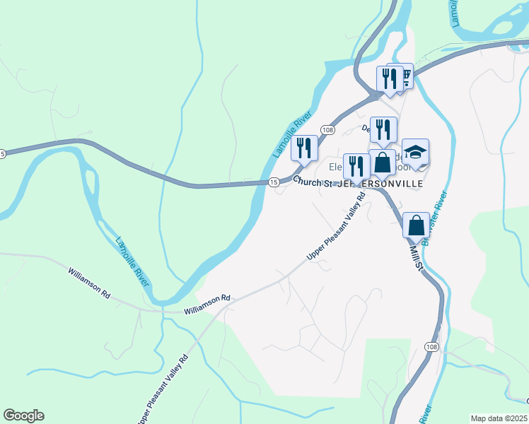 map of restaurants, bars, coffee shops, grocery stores, and more near 4621 Vermont 15 in Cambridge