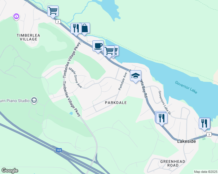map of restaurants, bars, coffee shops, grocery stores, and more near 38 Sienna Court in Timberlea