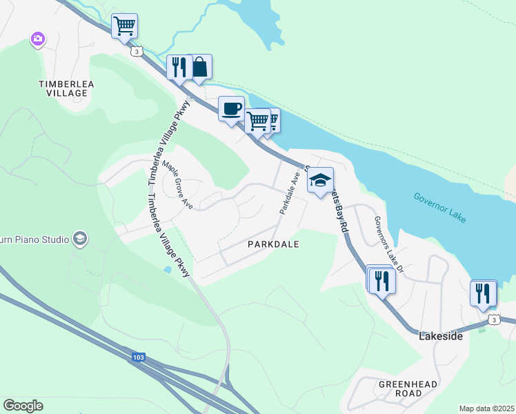 map of restaurants, bars, coffee shops, grocery stores, and more near 38 Sienna Court in Timberlea