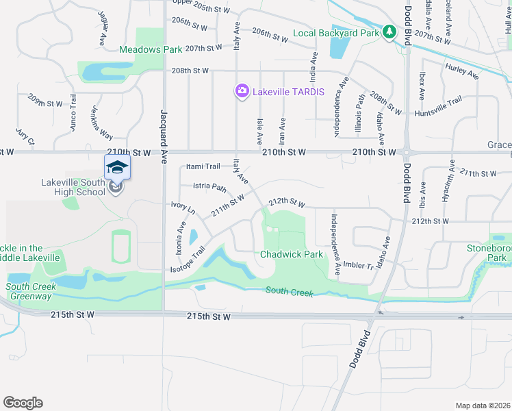 map of restaurants, bars, coffee shops, grocery stores, and more near 21245 Inspiration Path in Lakeville