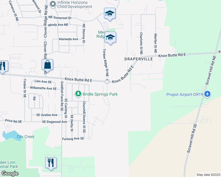 map of restaurants, bars, coffee shops, grocery stores, and more near 4360-4432 Knox Butte Rd E in Albany