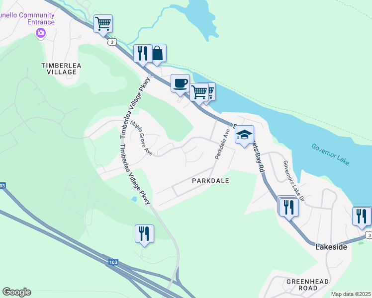 map of restaurants, bars, coffee shops, grocery stores, and more near 8 Cabernet Court in Timberlea