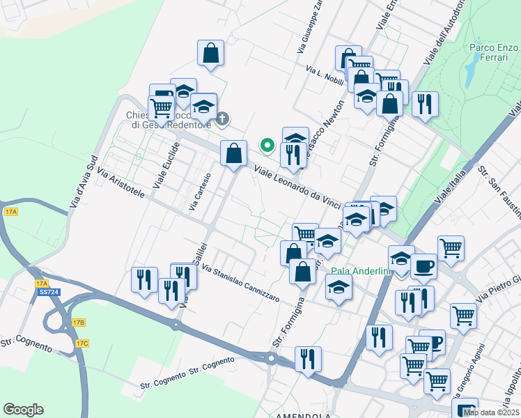 map of restaurants, bars, coffee shops, grocery stores, and more near 20 Via Edoardo Corsini in Modena