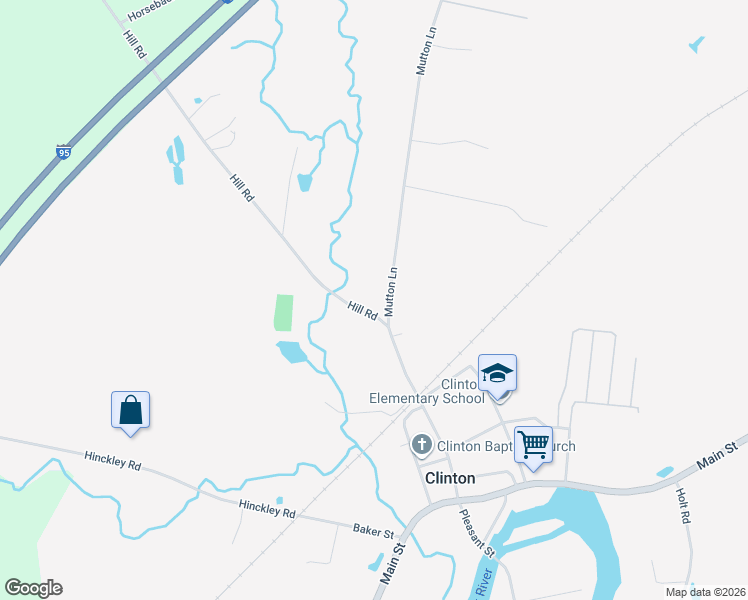 map of restaurants, bars, coffee shops, grocery stores, and more near 93 Railroad Street in Clinton