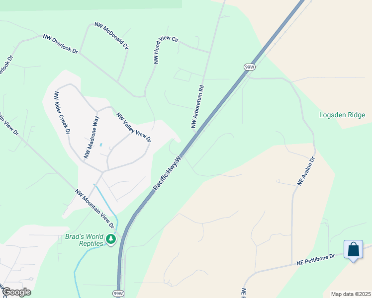 map of restaurants, bars, coffee shops, grocery stores, and more near Pacific Hwy W in Corvallis