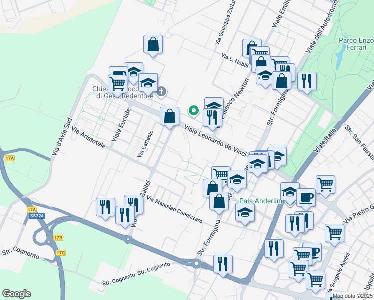 map of restaurants, bars, coffee shops, grocery stores, and more near 20 Via Edoardo Corsini in Modena