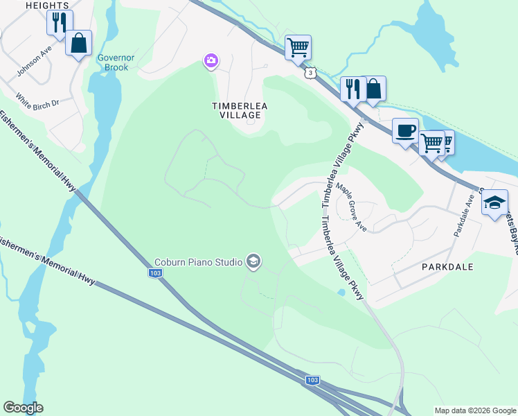 map of restaurants, bars, coffee shops, grocery stores, and more near 140 Brunello Boulevard in Timberlea