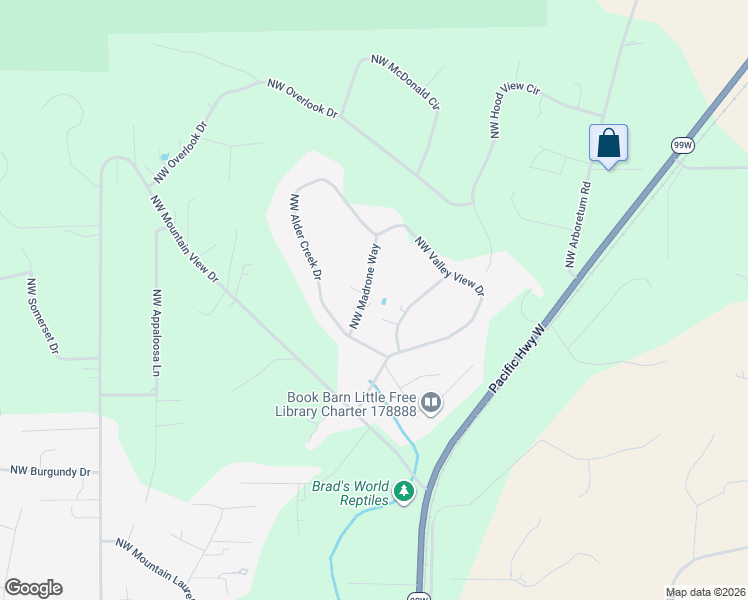 map of restaurants, bars, coffee shops, grocery stores, and more near 7147 Northwest Madrone Way in Corvallis