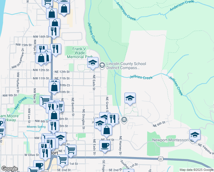 map of restaurants, bars, coffee shops, grocery stores, and more near 1038 Northeast Fogarty Street in Newport