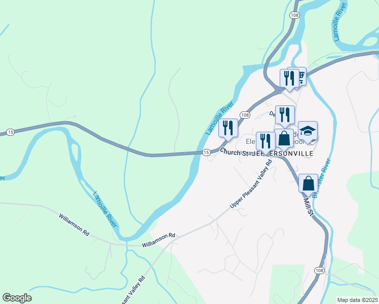 map of restaurants, bars, coffee shops, grocery stores, and more near 4621 Vermont 15 in Cambridge