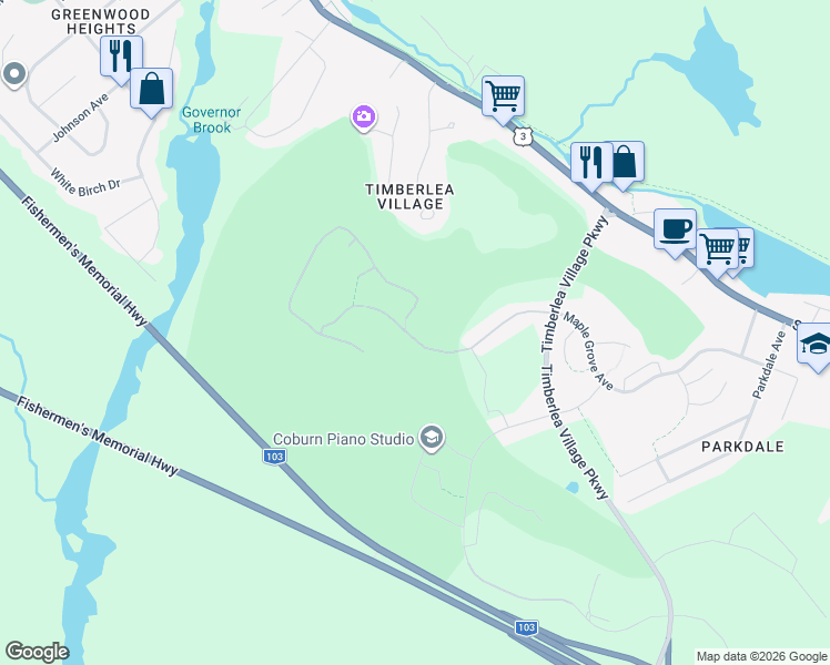 map of restaurants, bars, coffee shops, grocery stores, and more near 147 Brunello Boulevard in Timberlea