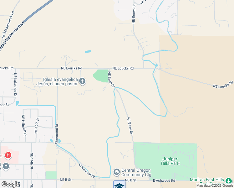 map of restaurants, bars, coffee shops, grocery stores, and more near 586 Northeast Bean Drive in Madras