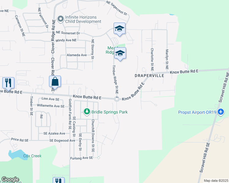 map of restaurants, bars, coffee shops, grocery stores, and more near 373 Timber Ridge Street Northeast in Albany