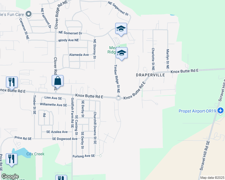 map of restaurants, bars, coffee shops, grocery stores, and more near 373 Timber Ridge Street Northeast in Albany