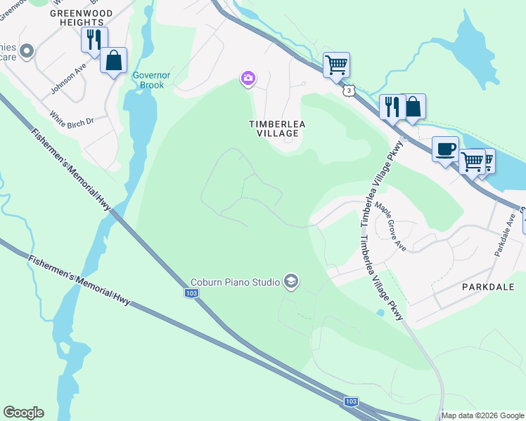 map of restaurants, bars, coffee shops, grocery stores, and more near 190 Brunello Boulevard in Timberlea